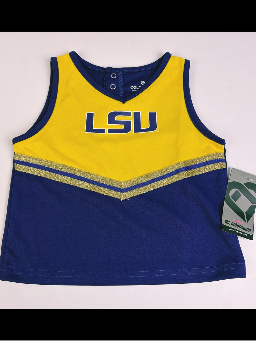 LSU Tigers Girls Cheerleader Top 5T
Colosseum Purple Gold NWT